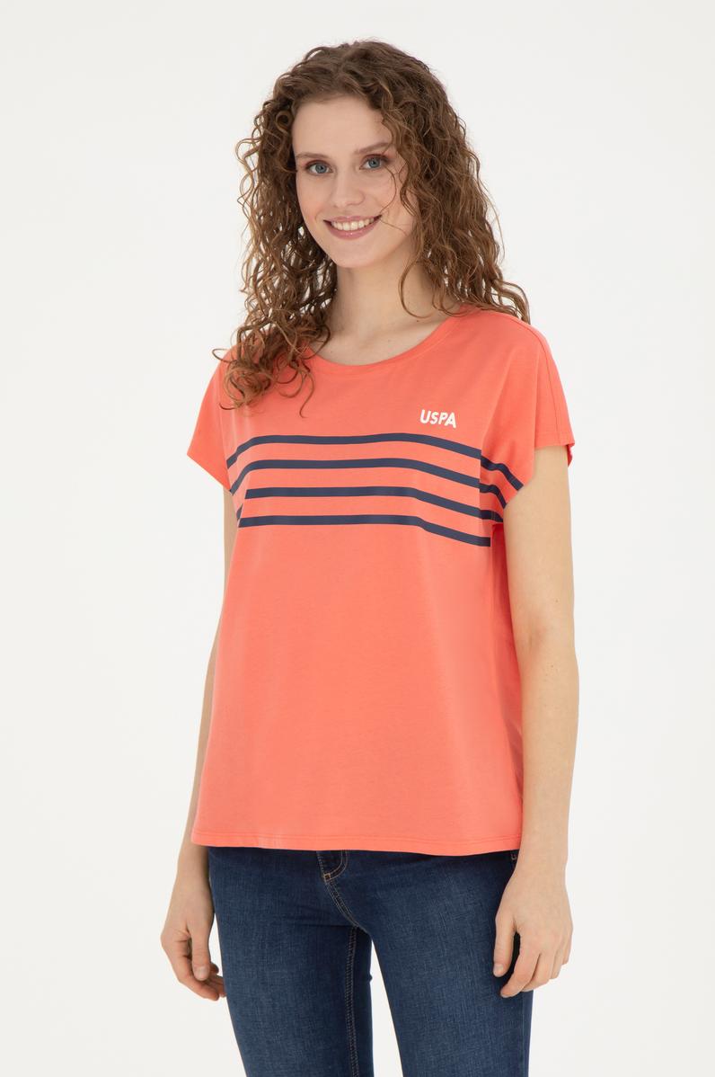 Kadın Nar Çiçeği Bisiklet Yaka Tişört