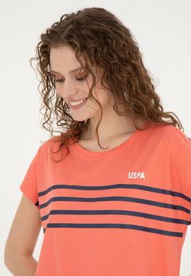 Kadın Nar Çiçeği Bisiklet Yaka Tişört - 50286112023