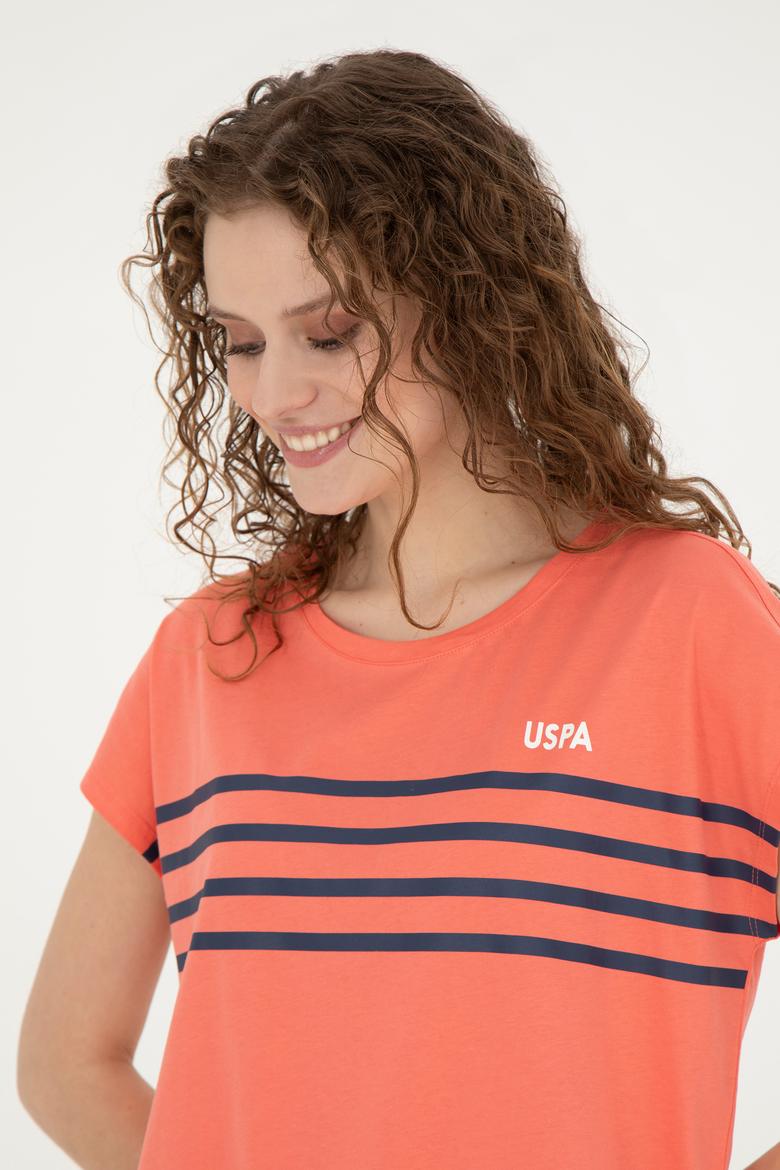 Kadın Nar Çiçeği Bisiklet Yaka Tişört - 50286112023