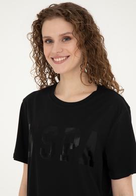 Kadın Siyah Basic Bisiklet Yaka Tişört - 50280020020
