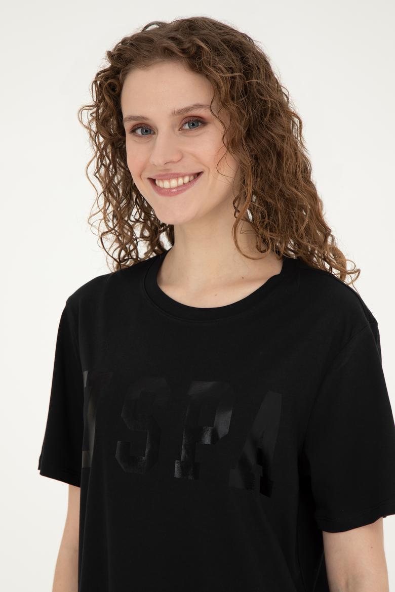 Kadın Siyah Basic Bisiklet Yaka Tişört - 50280020020