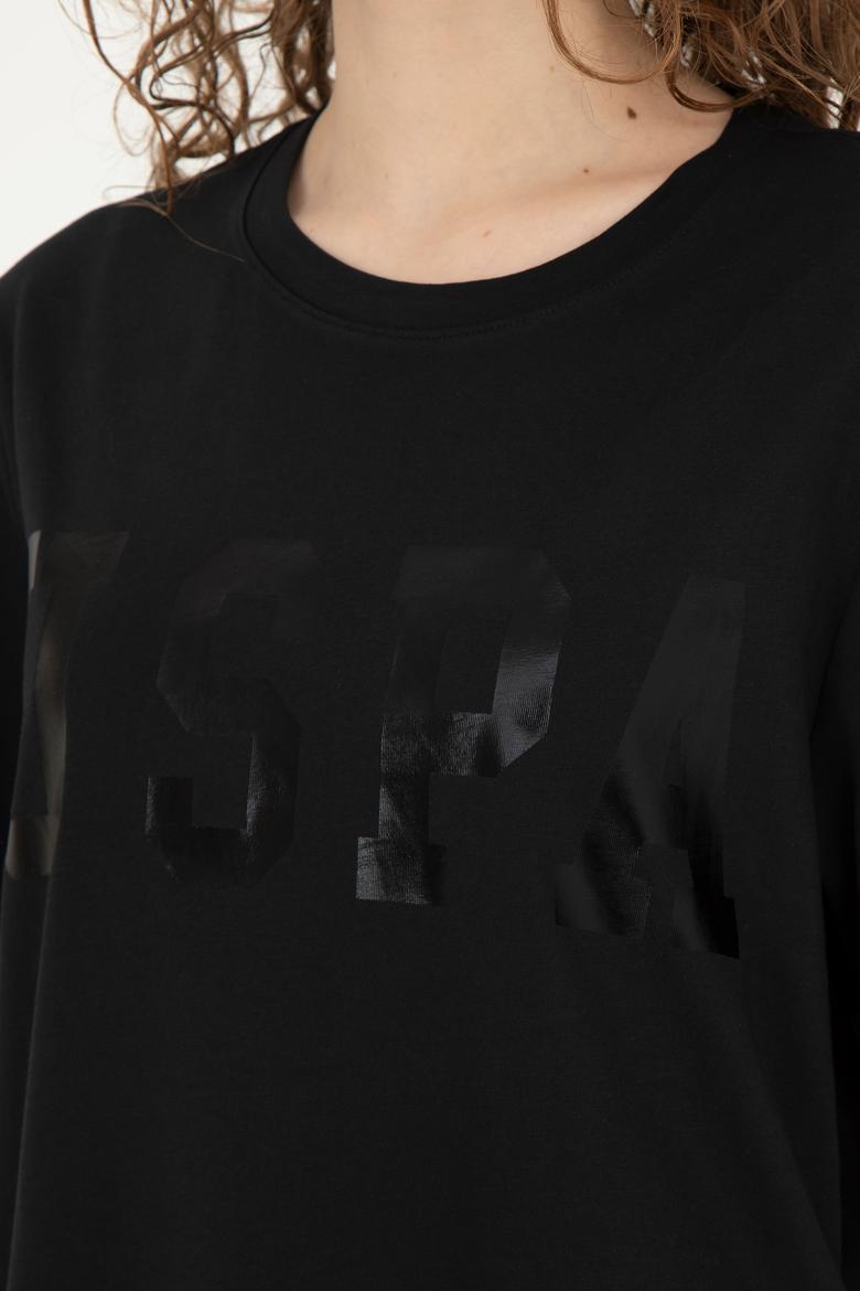 Kadın Siyah Basic Bisiklet Yaka Tişört - 50280020020