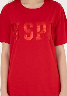 Kadın Kırmızı Basic Bisiklet Yaka Tişört - 50280020107