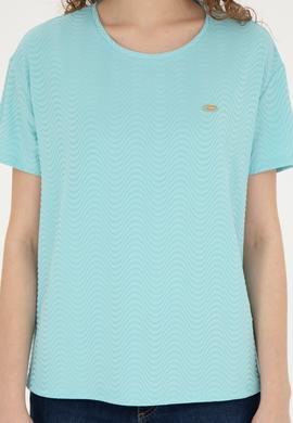 Kadın Mint Bisiklet Yaka Tişört - 50281900013