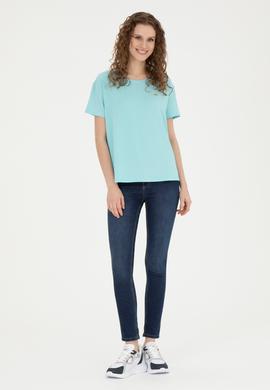 Kadın Mint Bisiklet Yaka Tişört - 50281900013