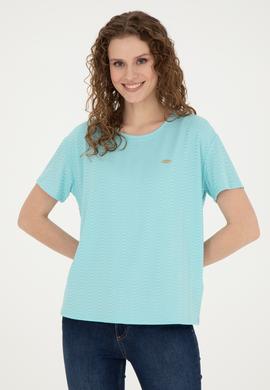 Kadın Mint Bisiklet Yaka Tişört - 50281900013