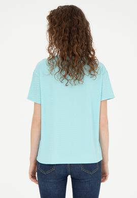 Kadın Mint Bisiklet Yaka Tişört - 50281900013