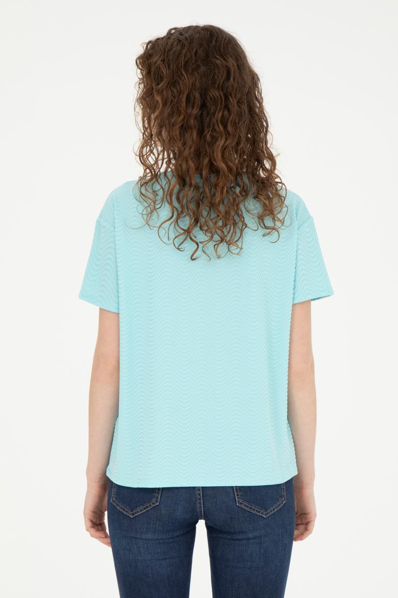 Kadın Mint Bisiklet Yaka Tişört - 50281900013