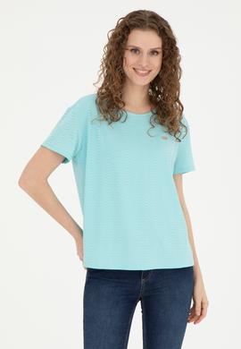 Kadın Mint Bisiklet Yaka Tişört - 50281900013