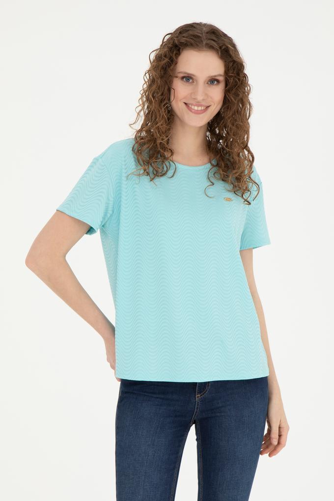 Kadın Mint Bisiklet Yaka Tişört