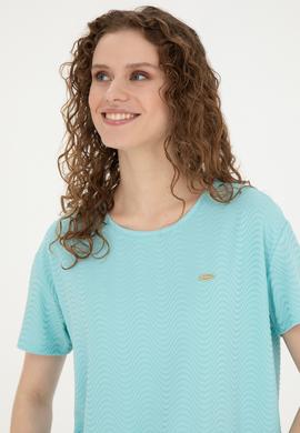 Kadın Mint Bisiklet Yaka Tişört - 50281900013