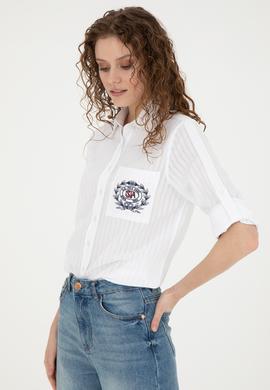 Kadın Beyaz Uzun Kollu Gömlek - 50283408002