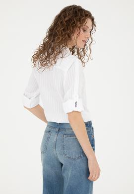 Kadın Beyaz Uzun Kollu Gömlek - 50283408002