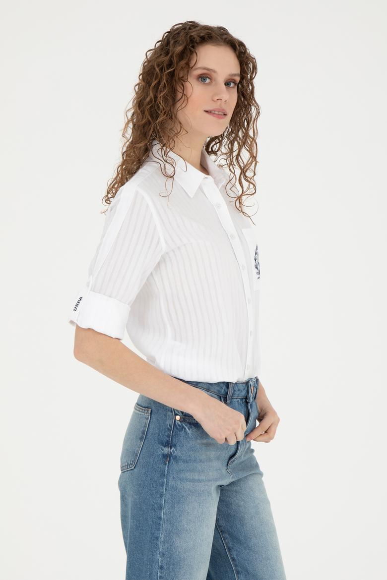 Kadın Beyaz Uzun Kollu Gömlek - 50283408002