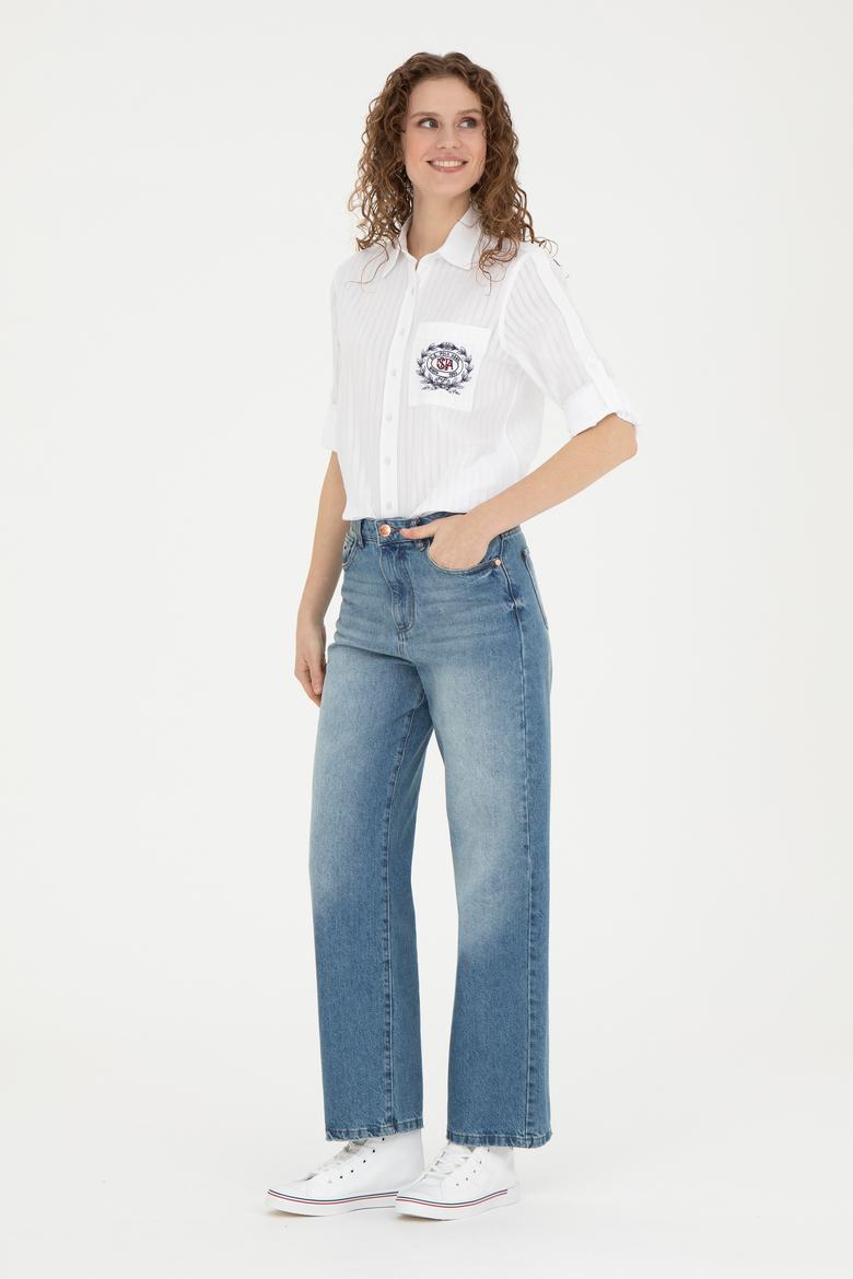 Kadın Beyaz Uzun Kollu Gömlek - 50283408002