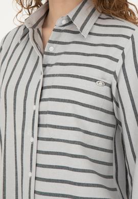 Kadın Gri Melanj Uzun Kollu Gömlek - 50257001003