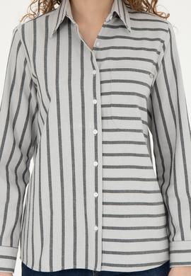 Kadın Gri Melanj Uzun Kollu Gömlek - 50257001003