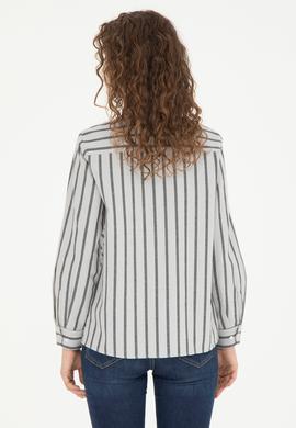 Kadın Gri Melanj Uzun Kollu Gömlek - 50257001003