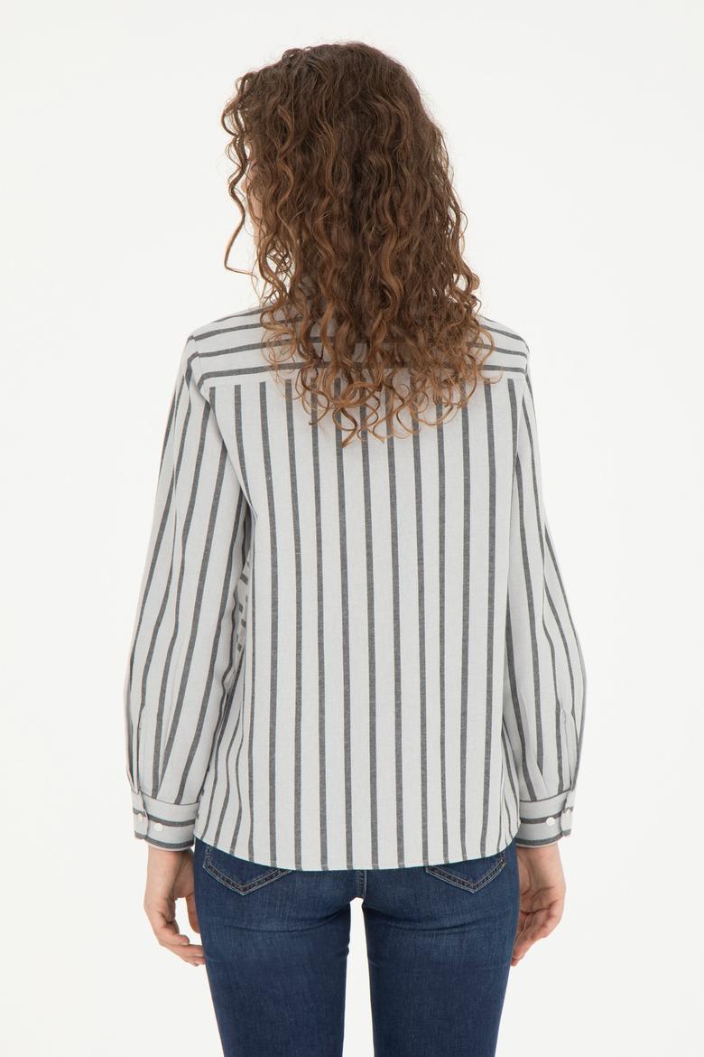 Kadın Gri Melanj Uzun Kollu Gömlek - 50257001003