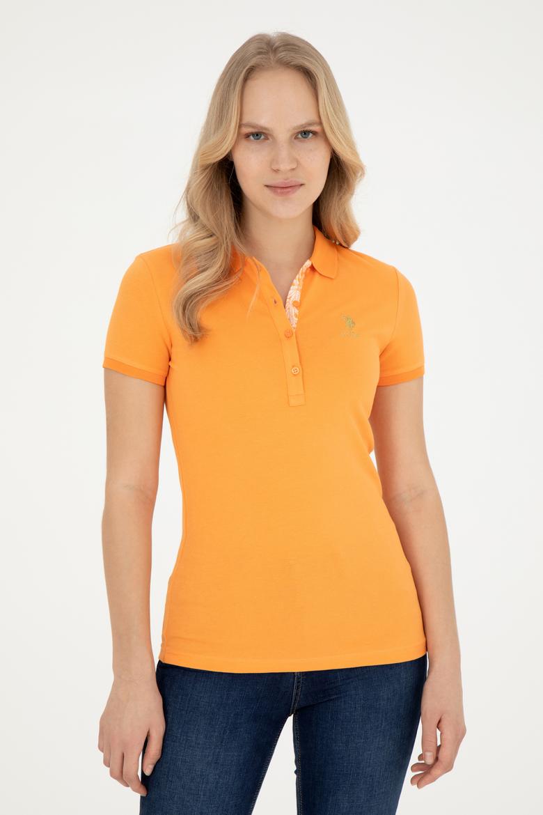 Kadın Turuncu Basic Polo Yaka Tişört - 50262694034