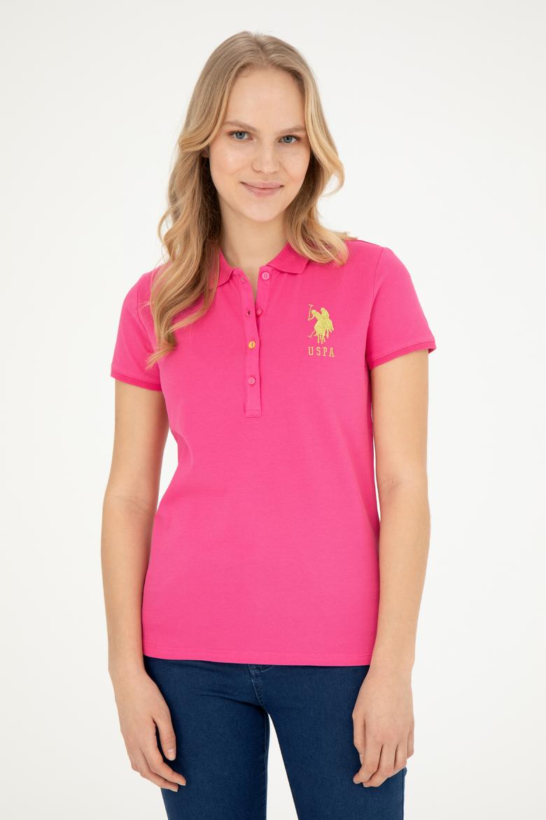 Kadın Fuşya Basic Polo Yaka Tişört