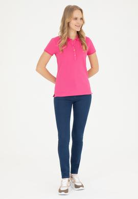 Kadın Fuşya Basic Polo Yaka Tişört - 50262699204