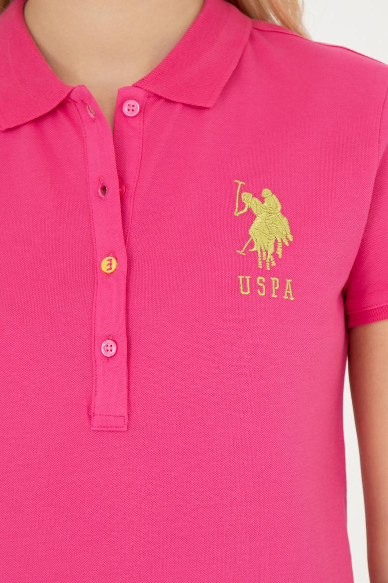 Kadın Fuşya Basic Polo Yaka Tişört - 50262699204