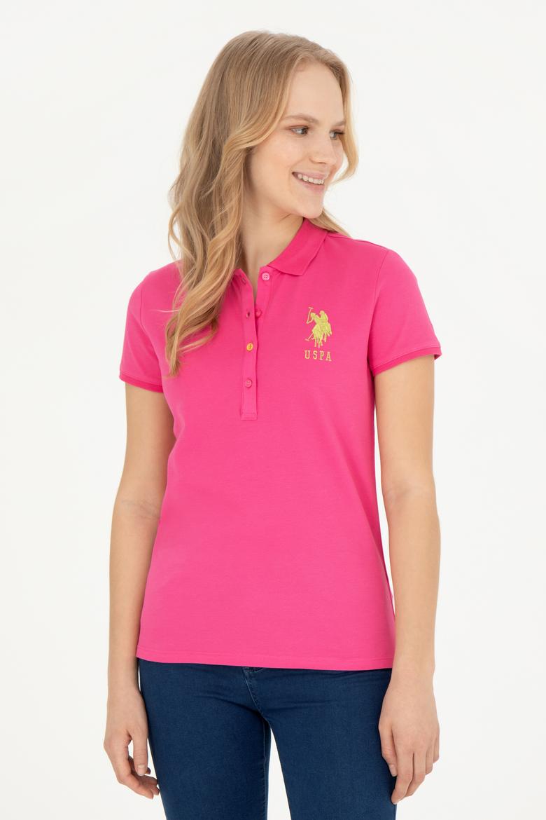 Kadın Fuşya Basic Polo Yaka Tişört - 50262699204