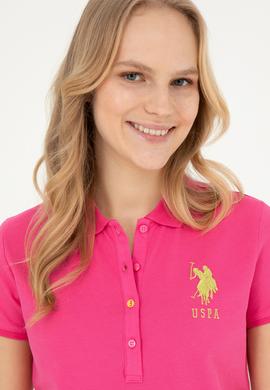 Kadın Fuşya Basic Polo Yaka Tişört - 50262699204