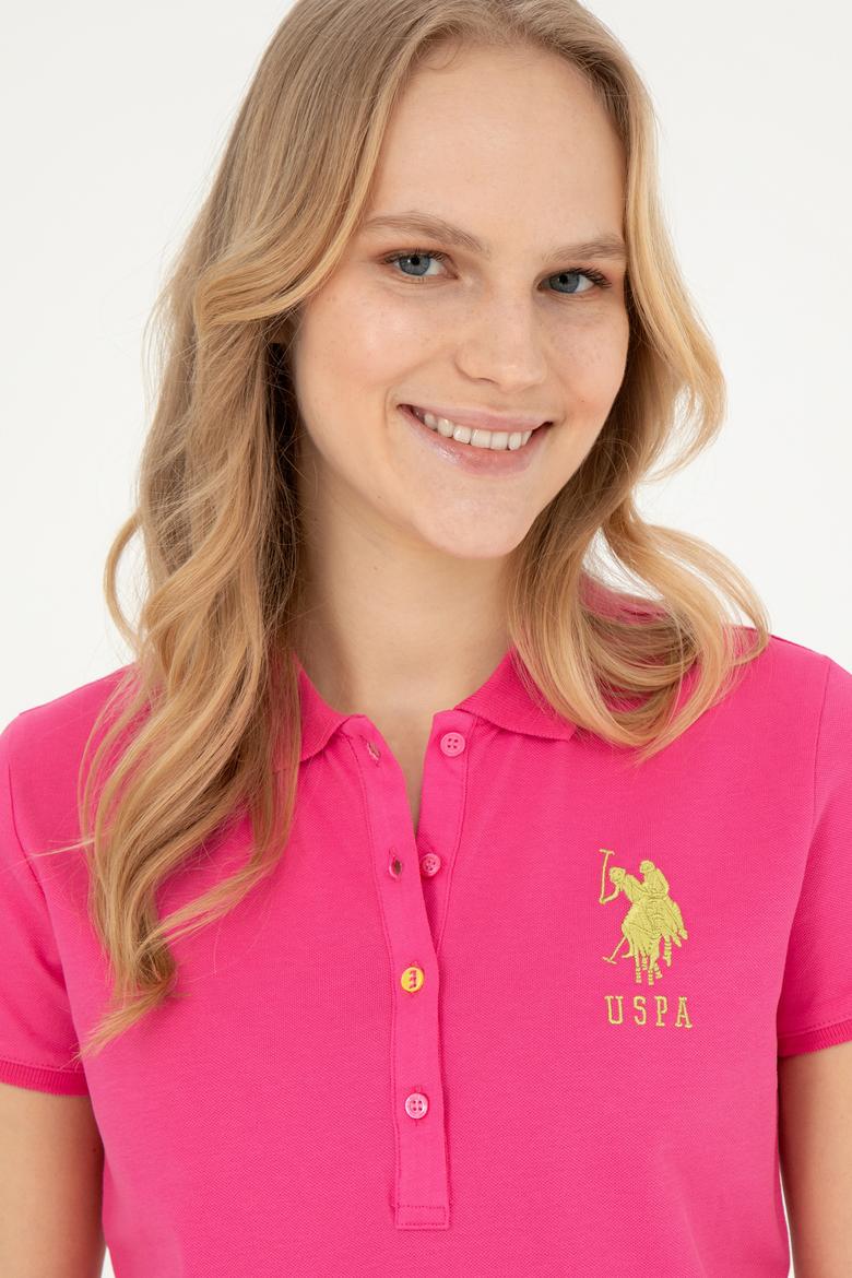 Kadın Fuşya Basic Polo Yaka Tişört - 50262699204