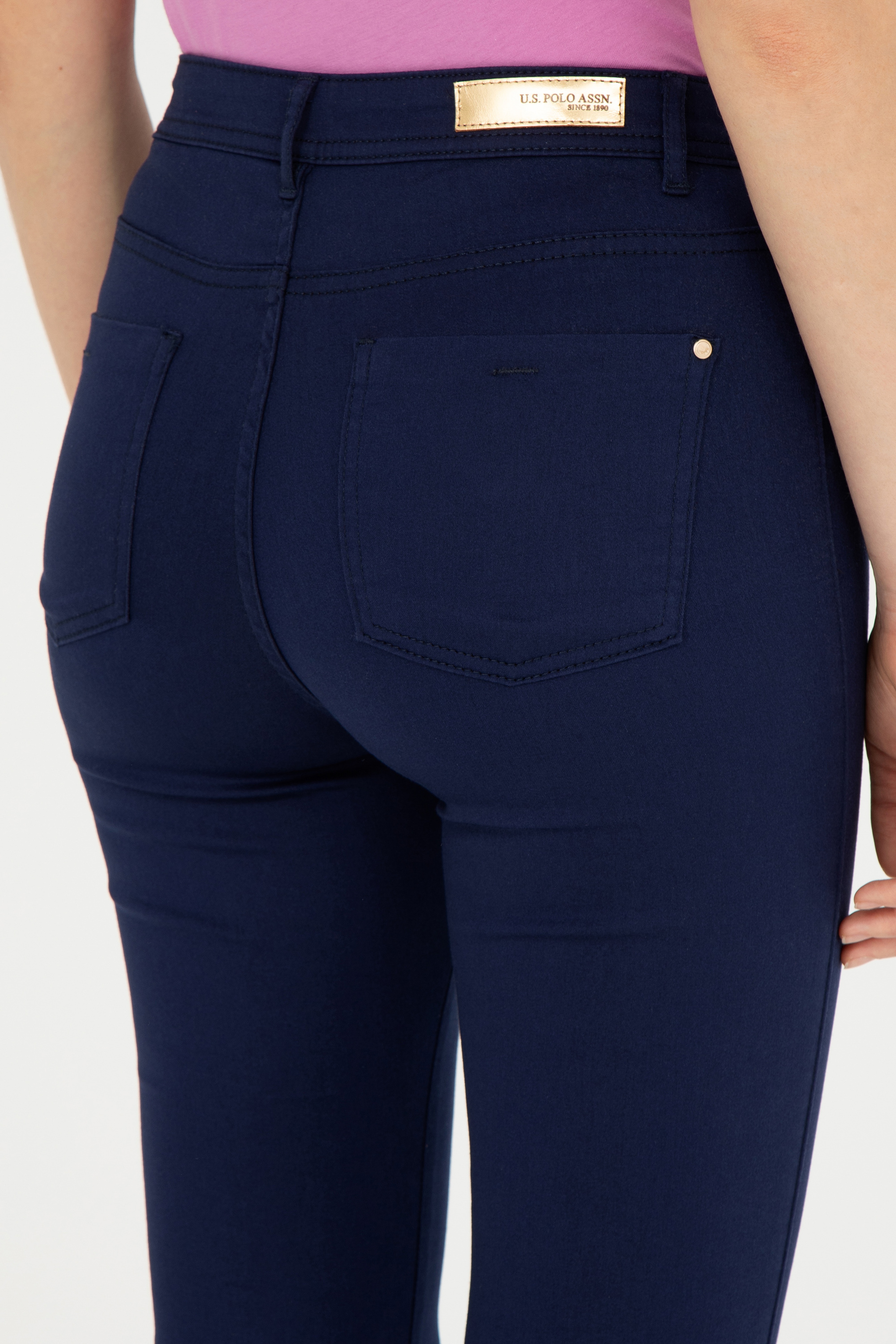 Kadın Lacivert Toothpick Fit Kanvas Pantolon - Image 7