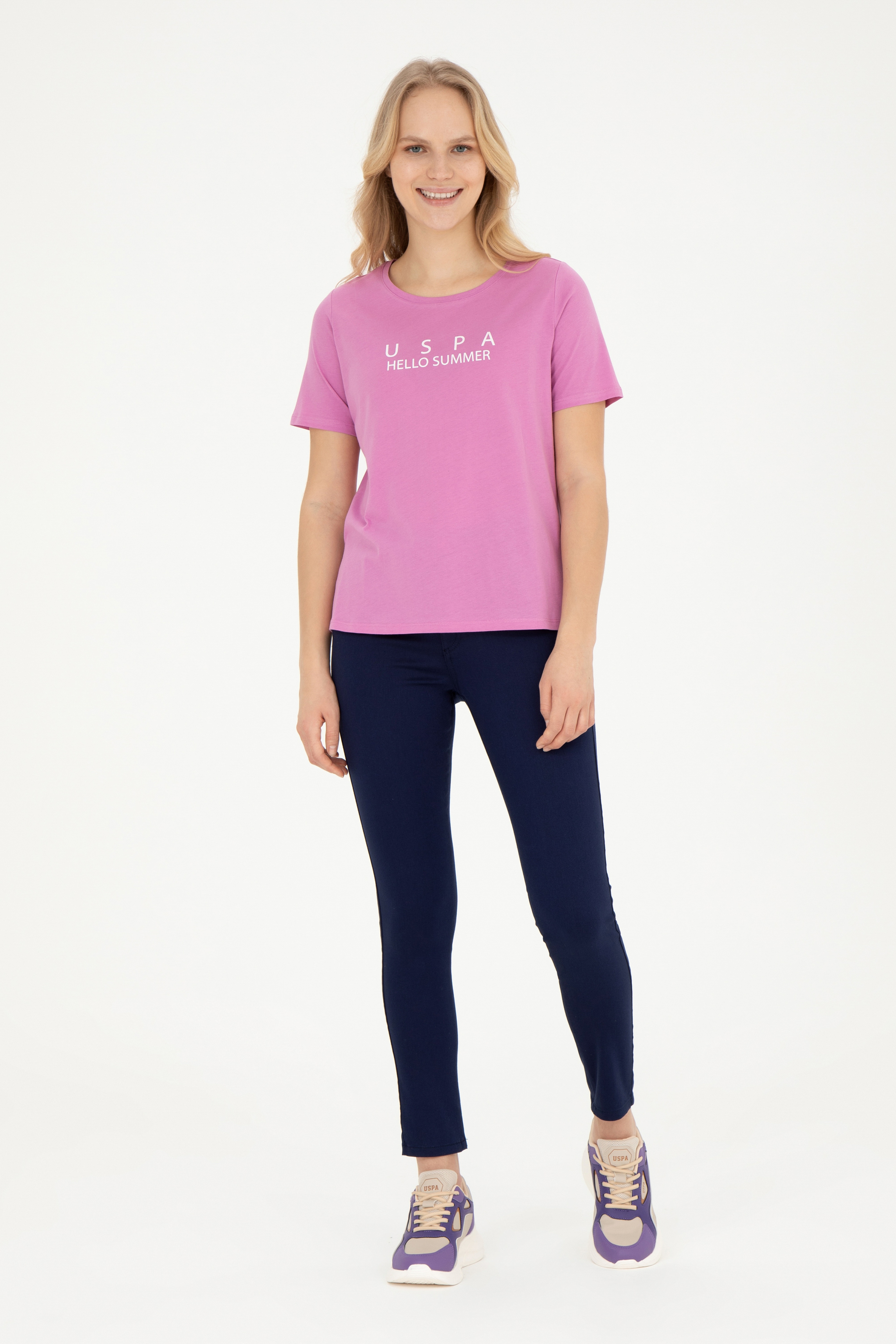 Kadın Lacivert Toothpick Fit Kanvas Pantolon - Image 1
