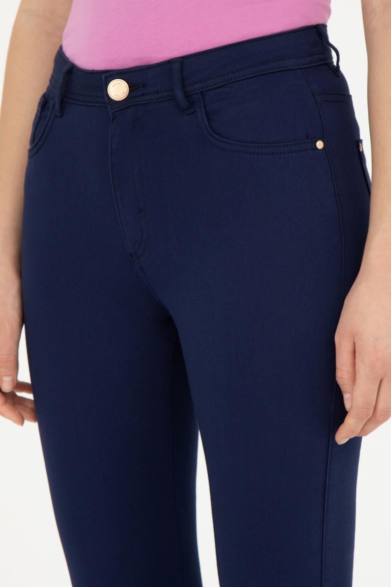 Kadın Lacivert Toothpick Fit Kanvas Pantolon - 50282402001