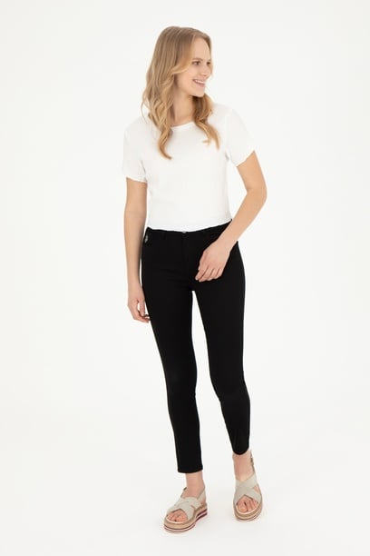 Kadın Siyah Toothpick Fit Kanvas Pantolon