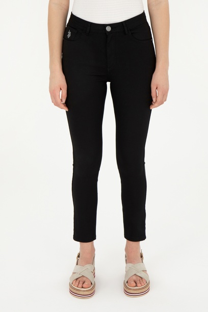 Kadın Siyah Toothpick Fit Kanvas Pantolon