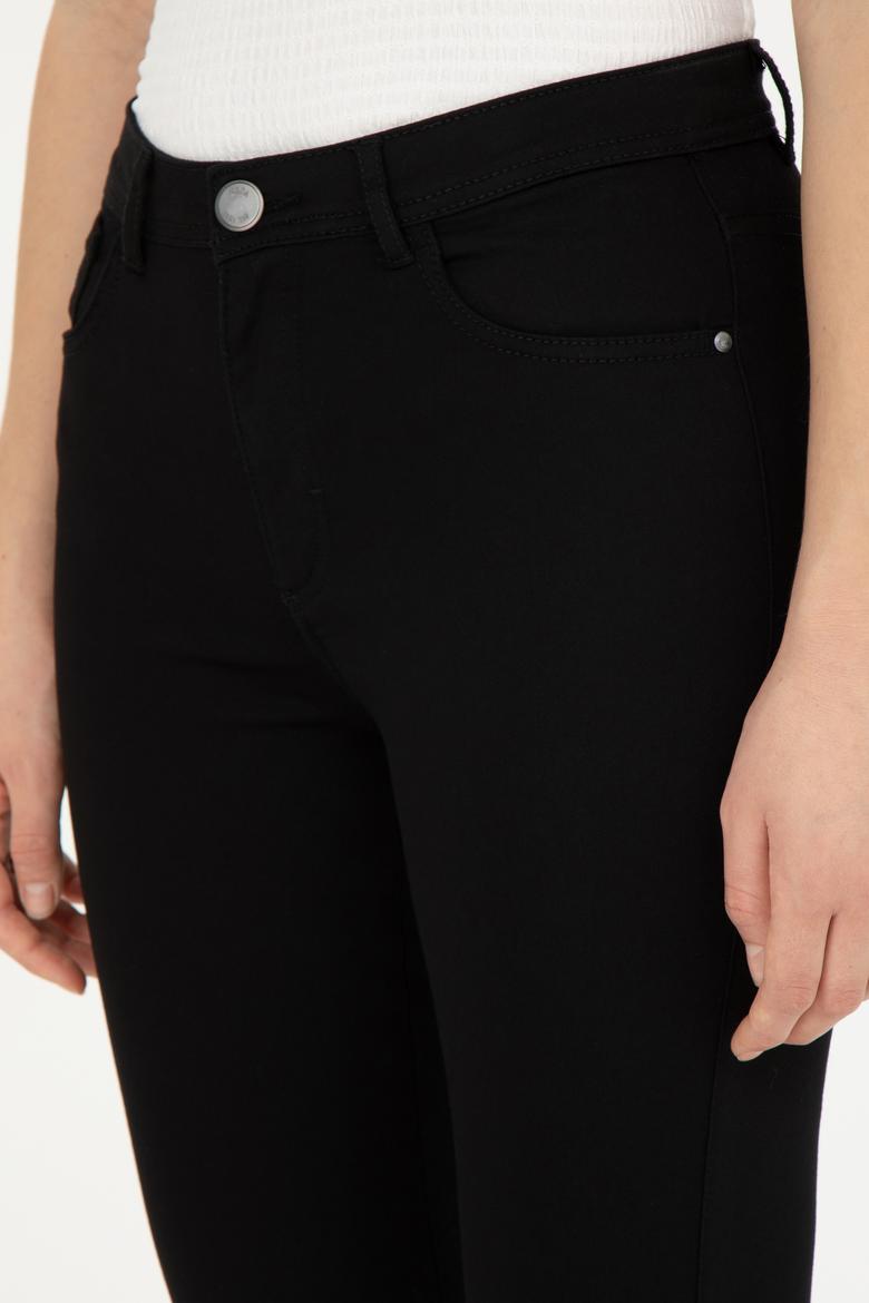Kadın Siyah Toothpick Fit Kanvas Pantolon - 50282402008