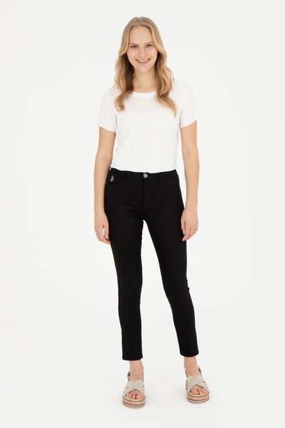 Kadın Siyah Toothpick Fit Kanvas Pantolon