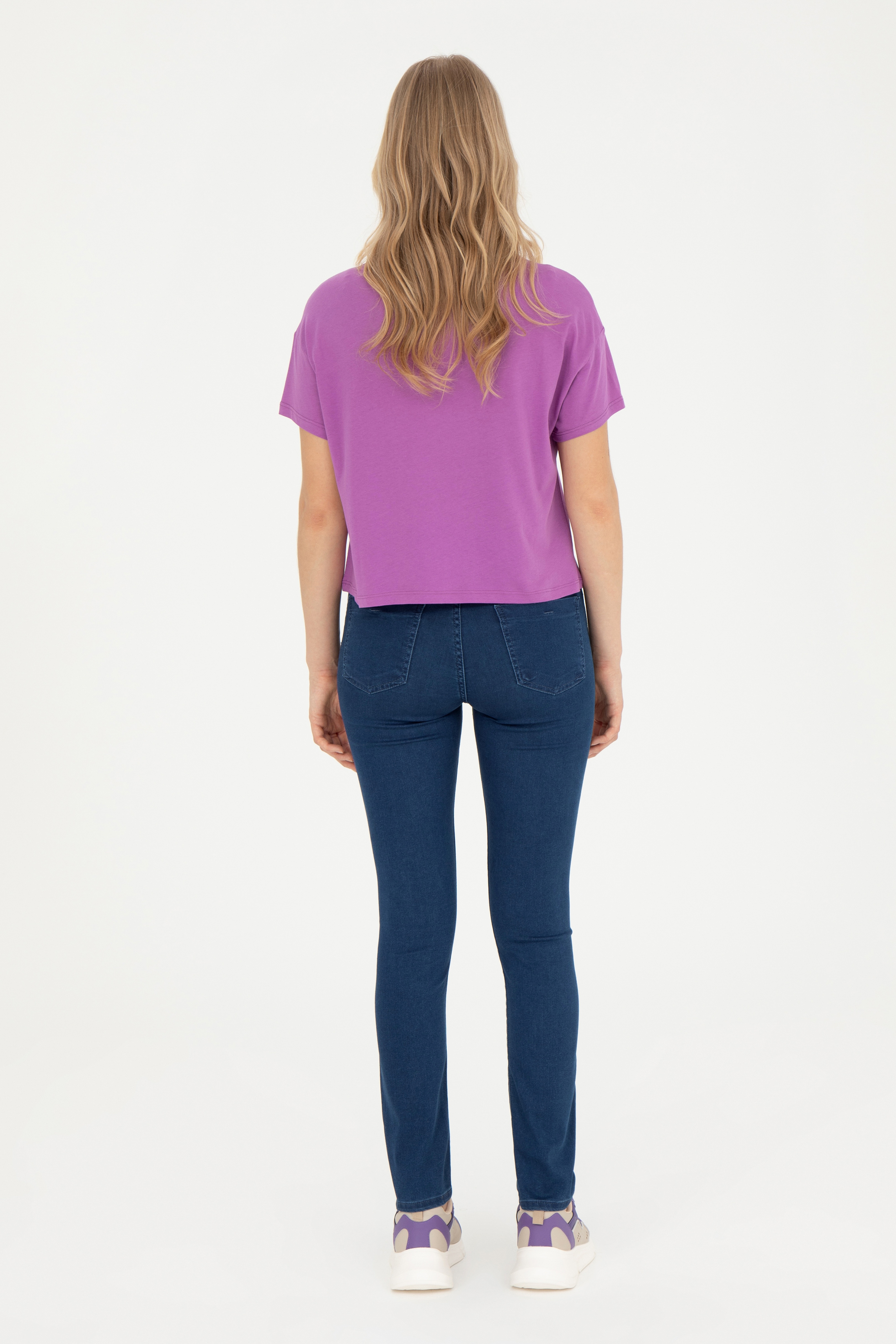Kadın Mavi Toothpick Fit Jean Pantolon - Image 4