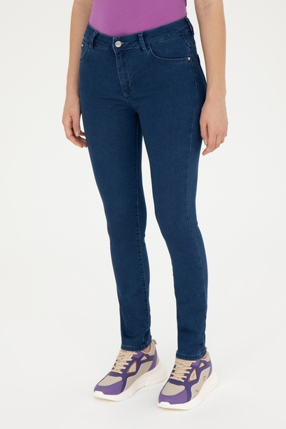 Kadın Mavi Toothpick Fit Jean Pantolon