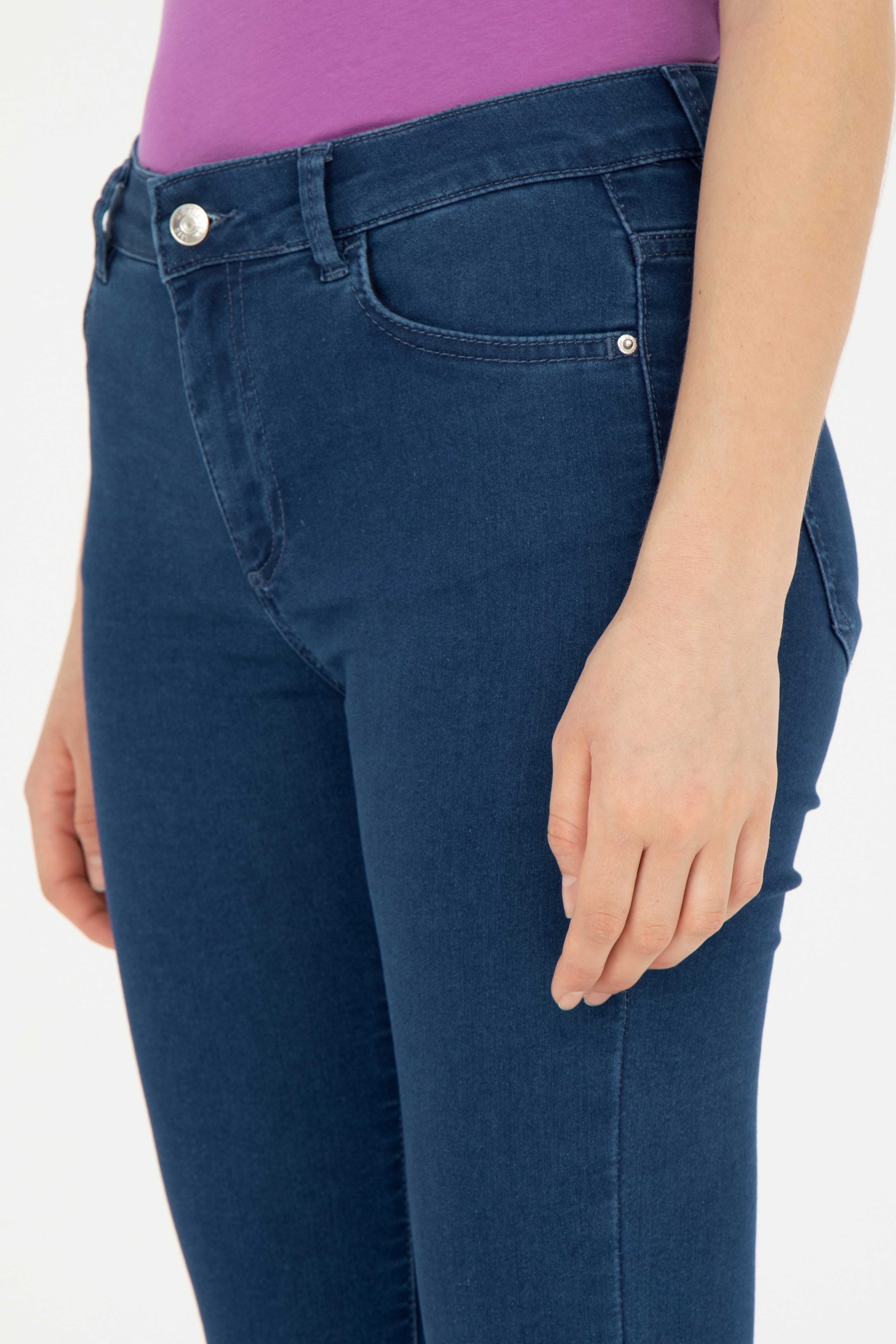 Kadın Mavi Toothpick Fit Jean Pantolon