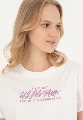 Kadın Ekru Bisiklet Yaka Tişört - 50282898007