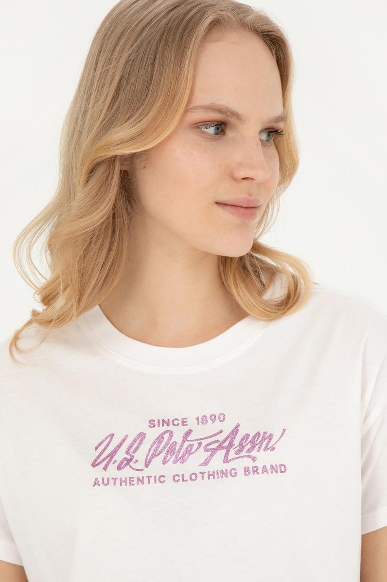 Kadın Ekru Bisiklet Yaka Tişört