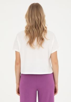 Kadın Ekru Bisiklet Yaka Tişört - 50282898007