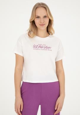 Kadın Ekru Bisiklet Yaka Tişört - 50282898007