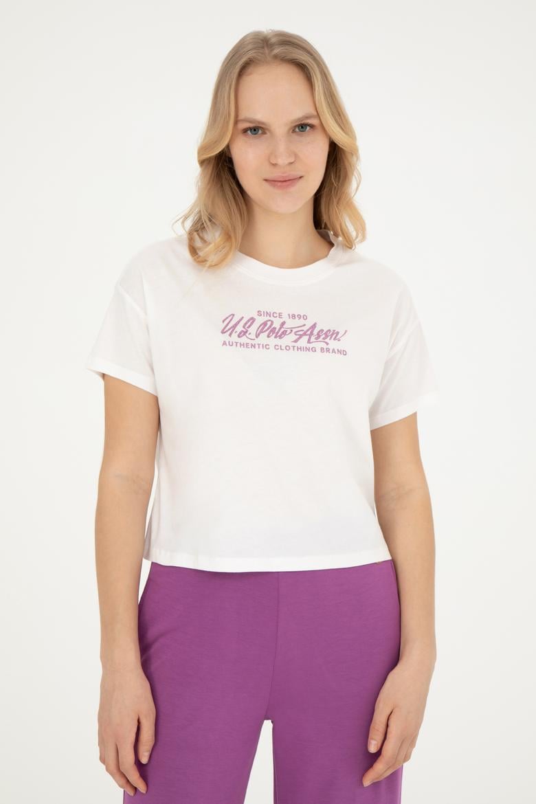 Kadın Ekru Bisiklet Yaka Tişört