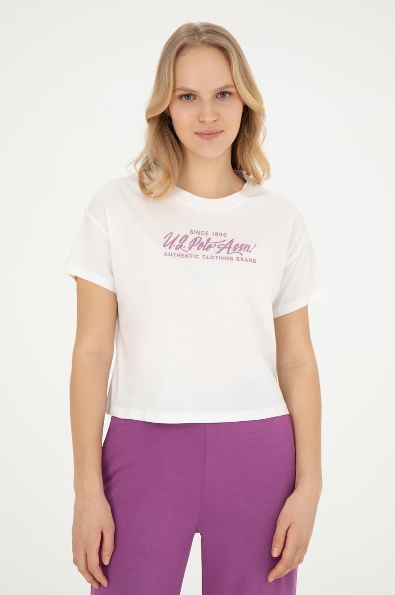 Kadın Ekru Bisiklet Yaka Tişört