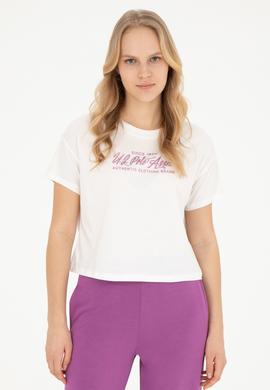 Kadın Ekru Bisiklet Yaka Tişört - 50282898007