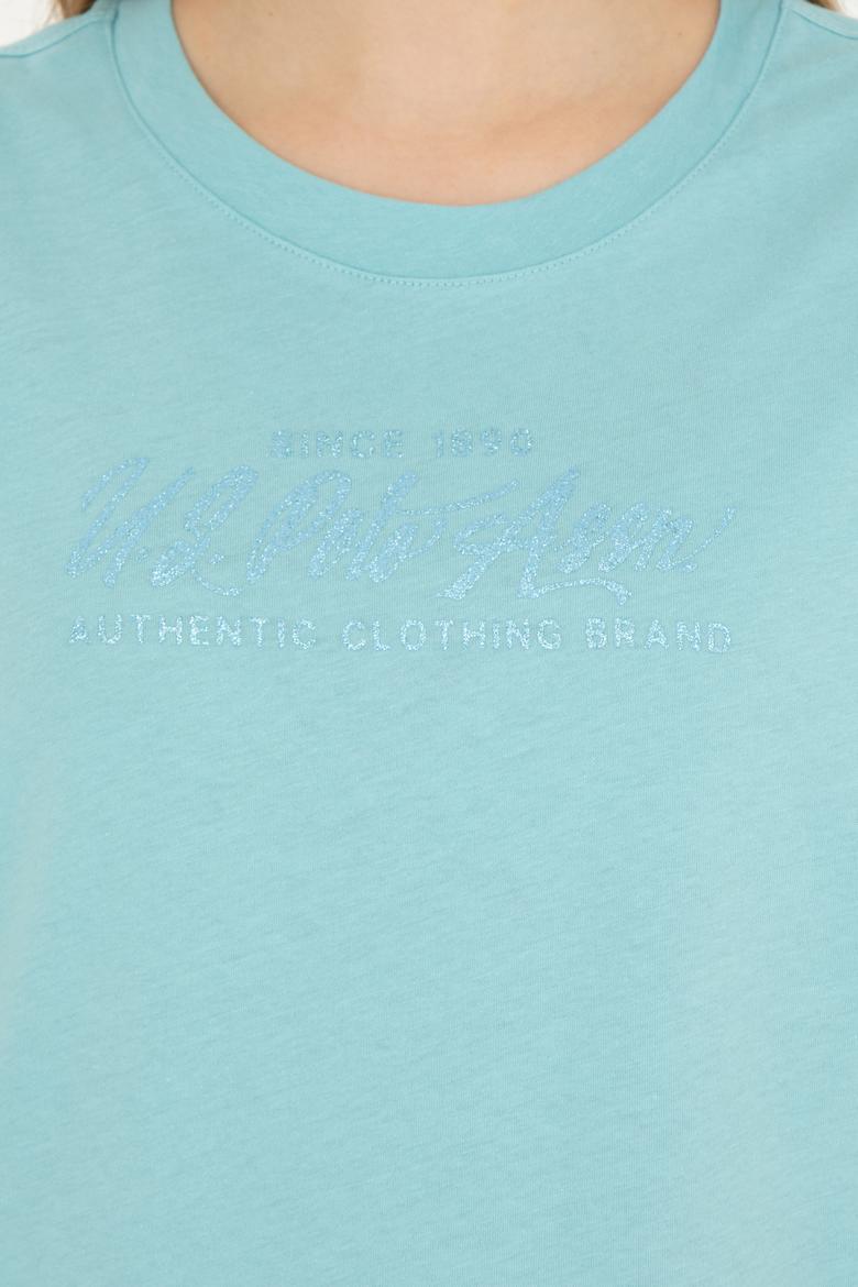 Kadın Mint Bisiklet Yaka Tişört - 50282898047