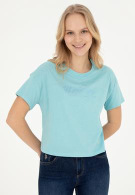 Kadın Mint Bisiklet Yaka Tişört - 50282898047