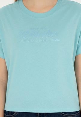 Kadın Mint Bisiklet Yaka Tişört - 50282898047